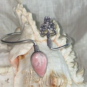 Peruvian Pink Opal statement Flowers cuff